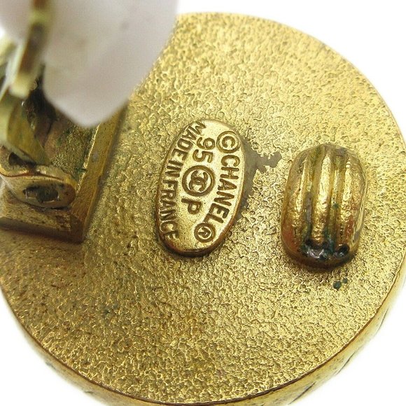 Auth Chanel Button Earrings Clip-On Black - Picture 3 of 5